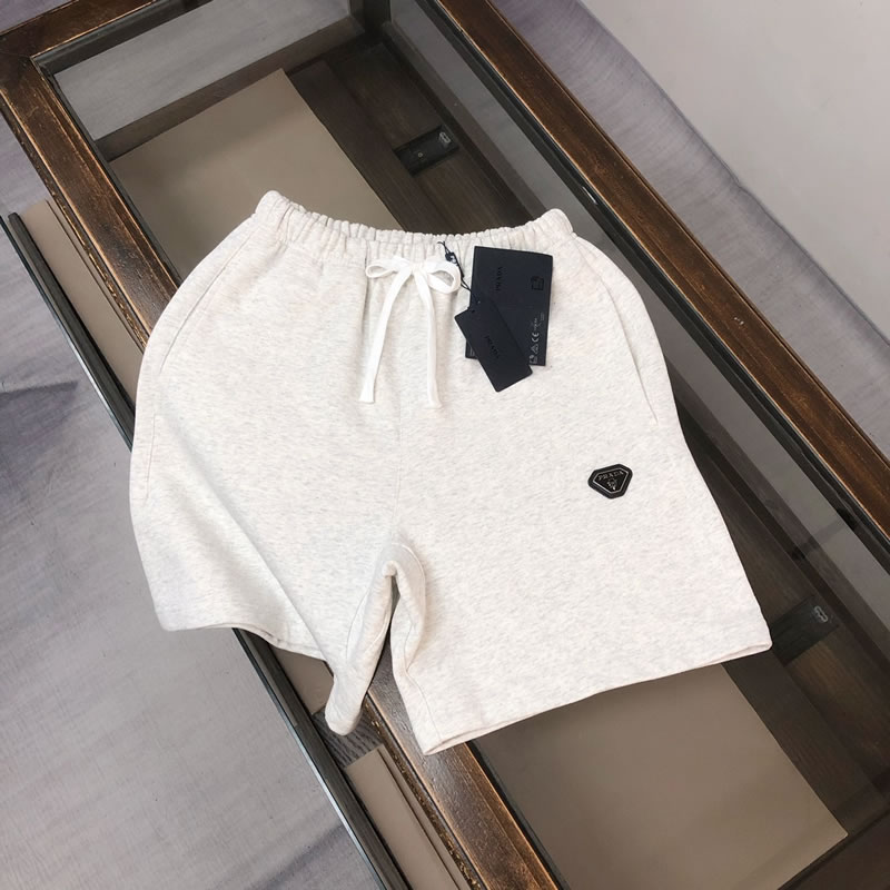 Casual Fake Prada Short Sweatpants For Men Grey