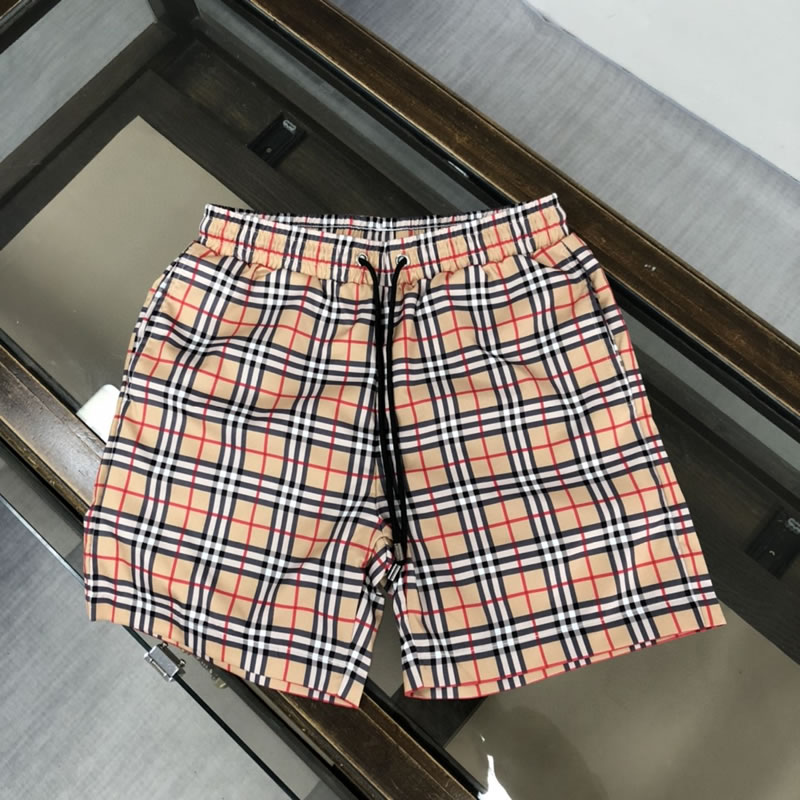Check Fake Burberry Men Apricot Beach Shorts