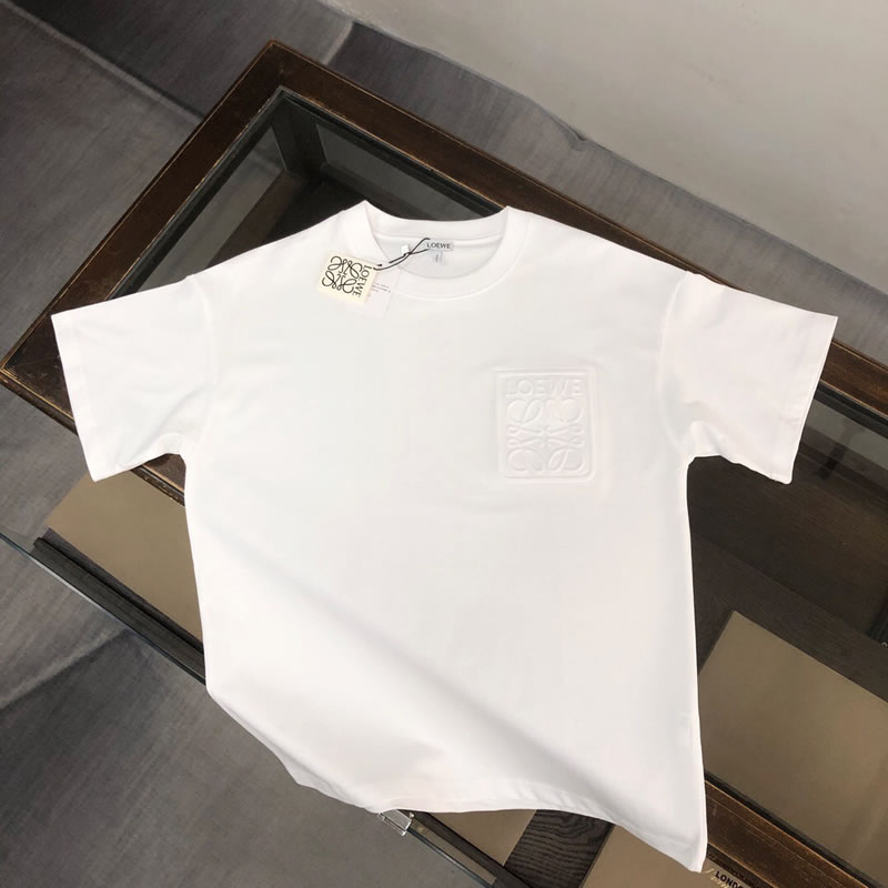 Cotton Best Quality Fake LOEWE White T-shirt for Men