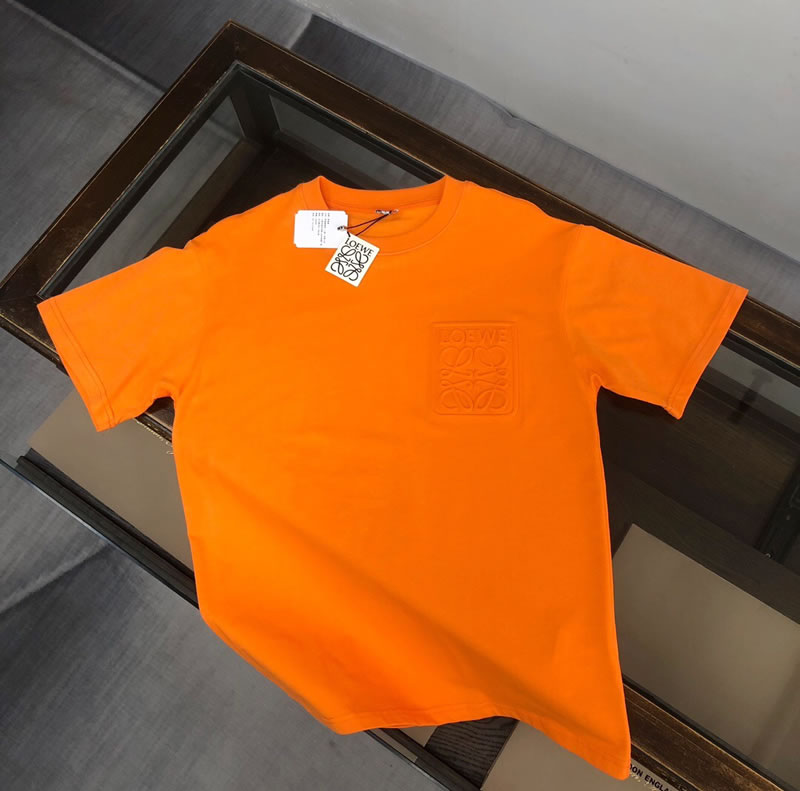 Cotton Top Quality Knock Off LOEWE Orange T-shirt for Men