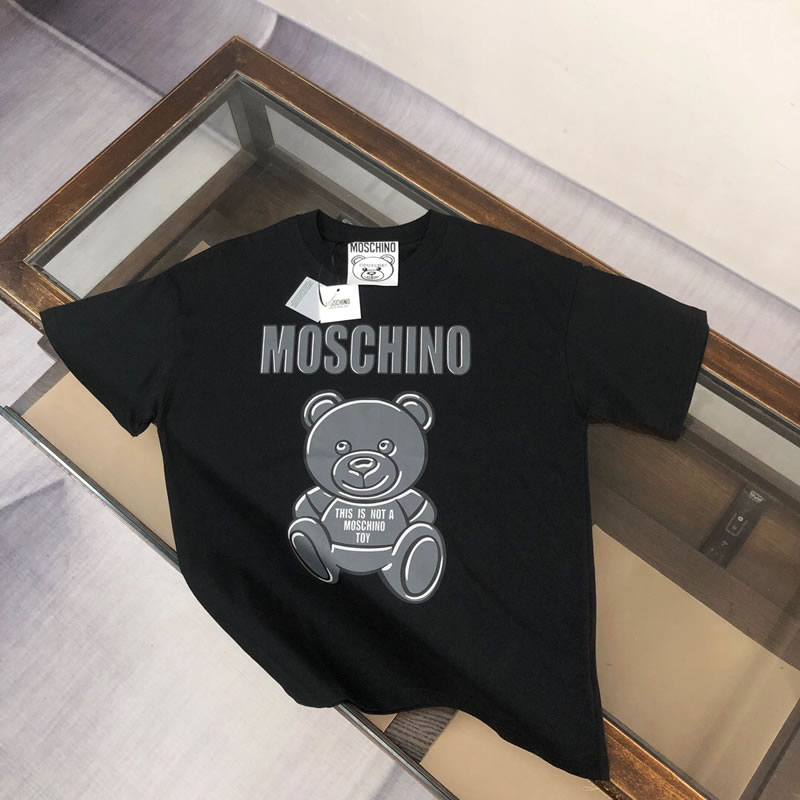 Cotton Loose fit Knock Off Moschino Black T-shirts