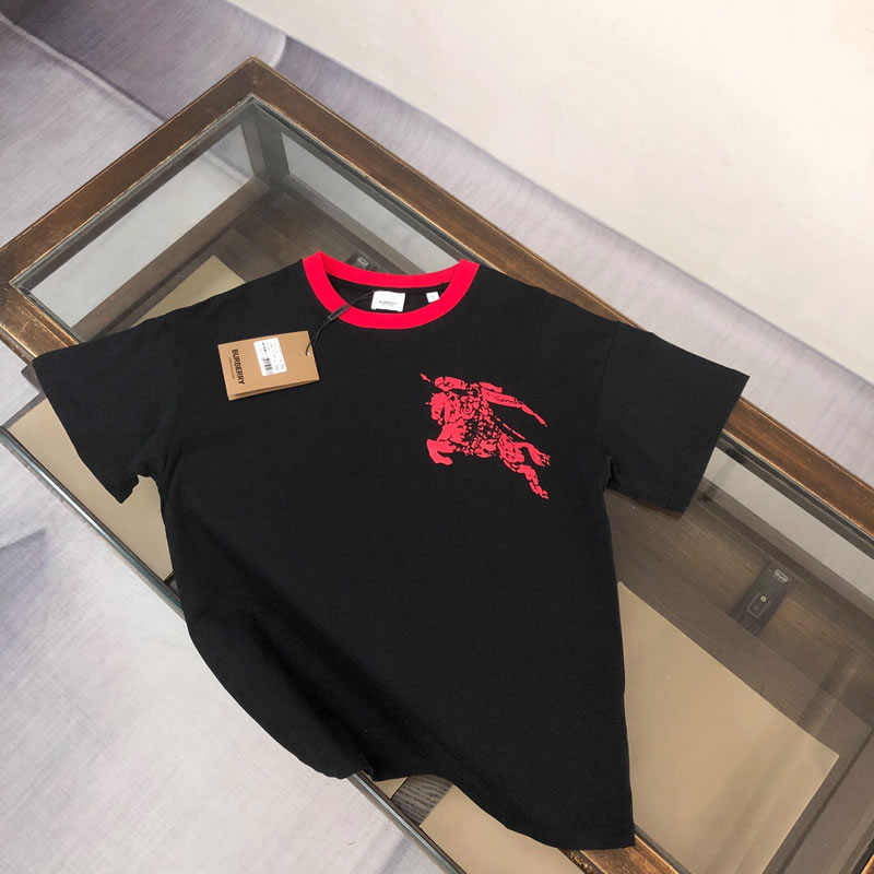 Cotton Oversize Fake Burberry Black Men T-shirts 