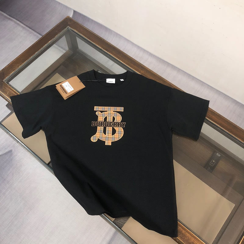 Embroidered Logo Cotton Fake Burberry Men T-shirts