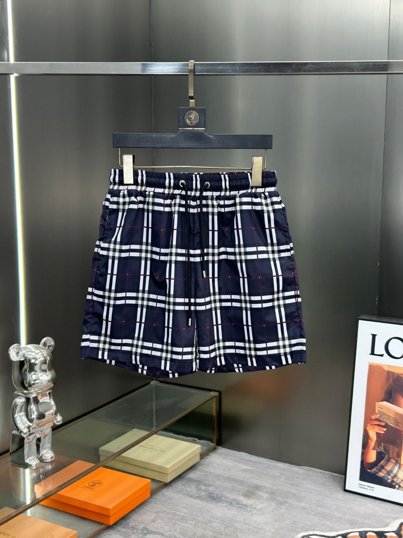 High Quality Check Replica Burberry Beach Shorts for Men