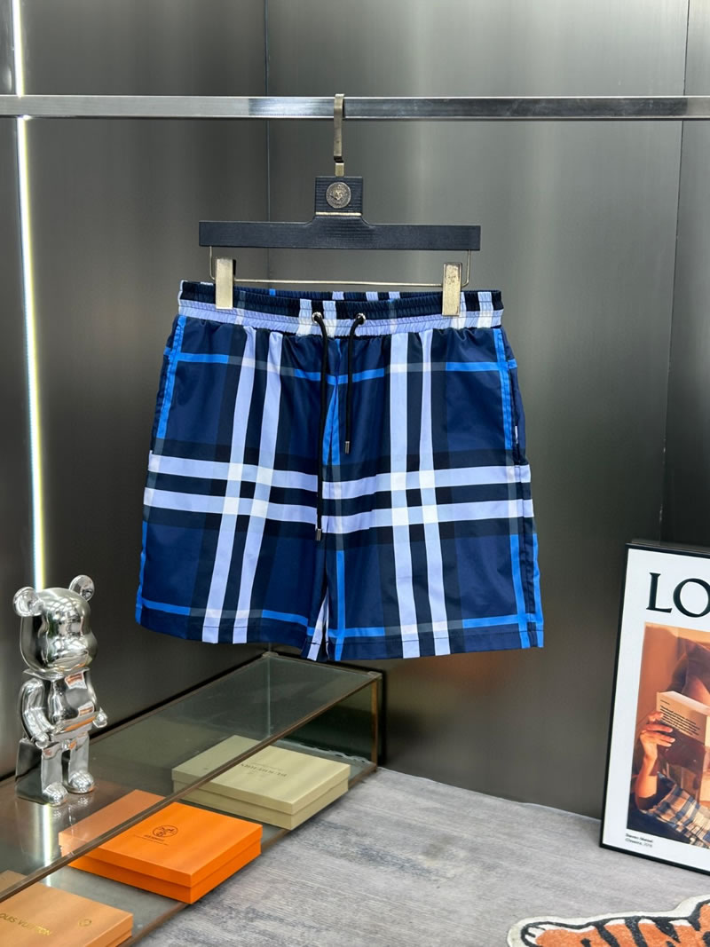 High Quality Stripes Fake Burberry Men Beach Shorts