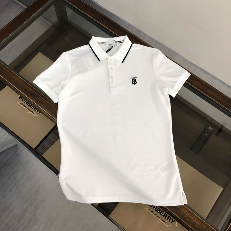 Lapel White Burberry Fake t-shirt