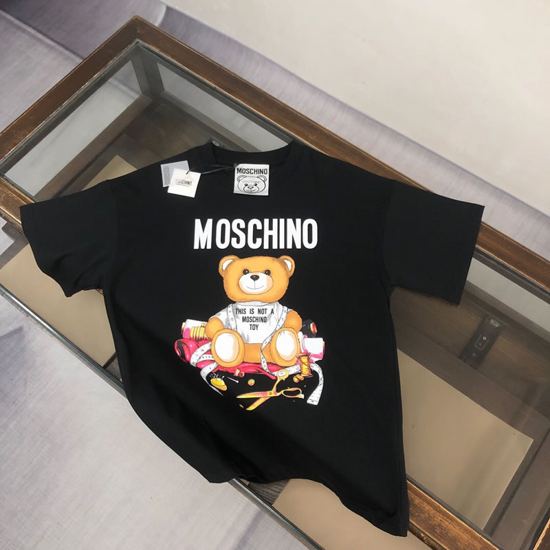 Loose Fit Knock Off Moschino Black T-shirts Counter