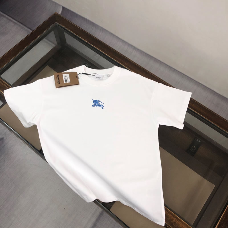 Loose Fit with Blue Logo Replica Burberry Men T-shirts