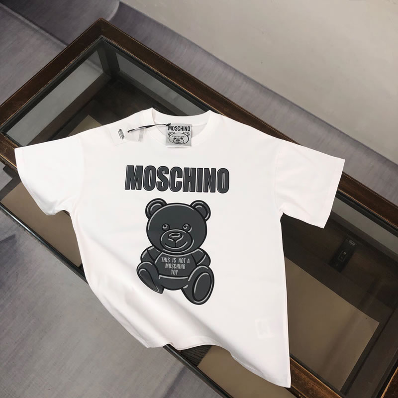 New Collection Cotton Loose fit Fake Moschino White T-shirts