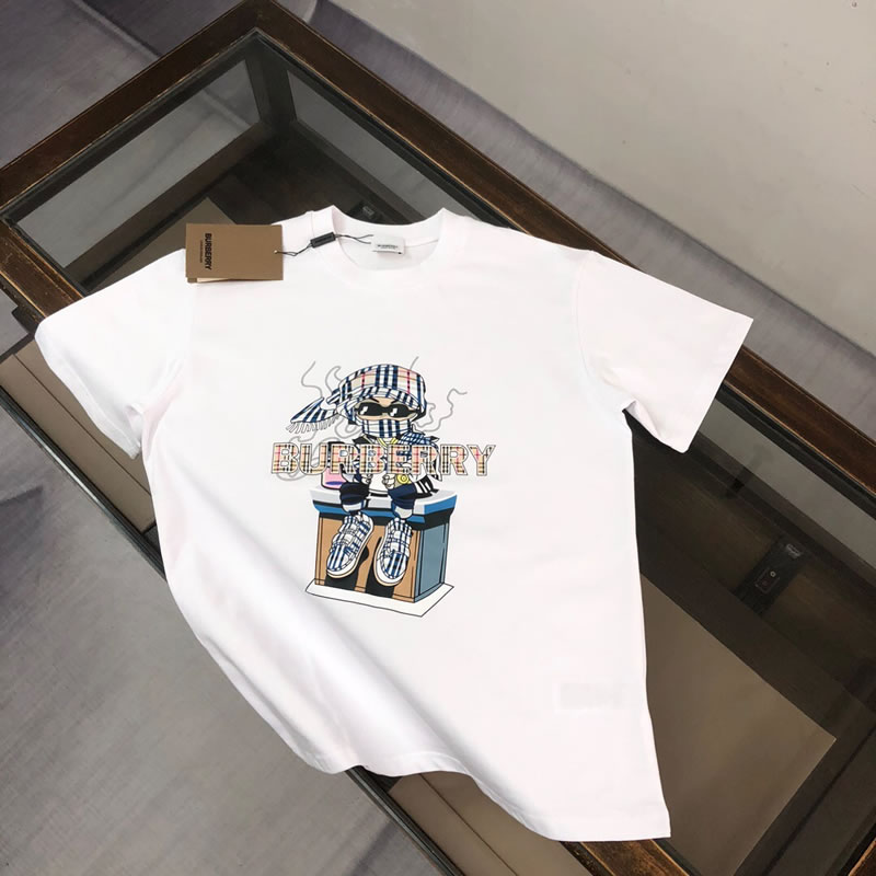 Pattern printed logo Fake Cotton Burberry Men T-shirt