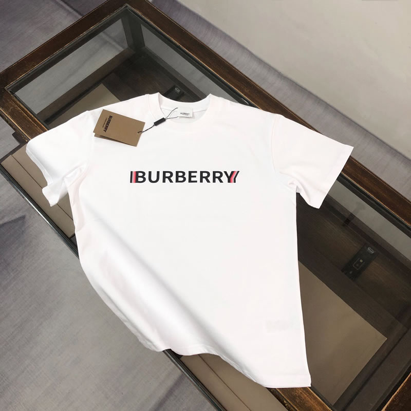 Printed Letter Logo Fake White Burberry Men T-shirt