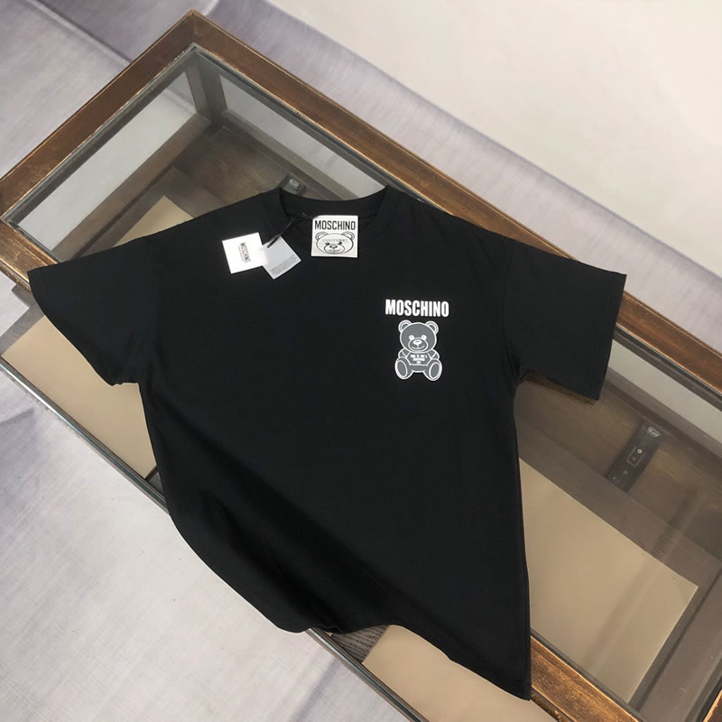 Printed letter logo Oversize Replica Moschino Black T-shirts