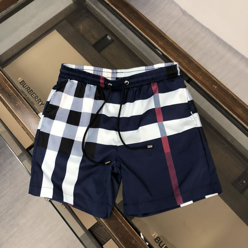 Stripes Knock Off Burberry Men Blue Beach Shorts