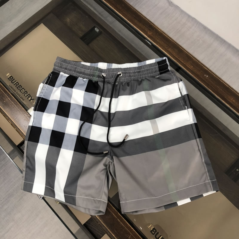 Stripes Knock Off Burberry Men Grey Beach Shorts
