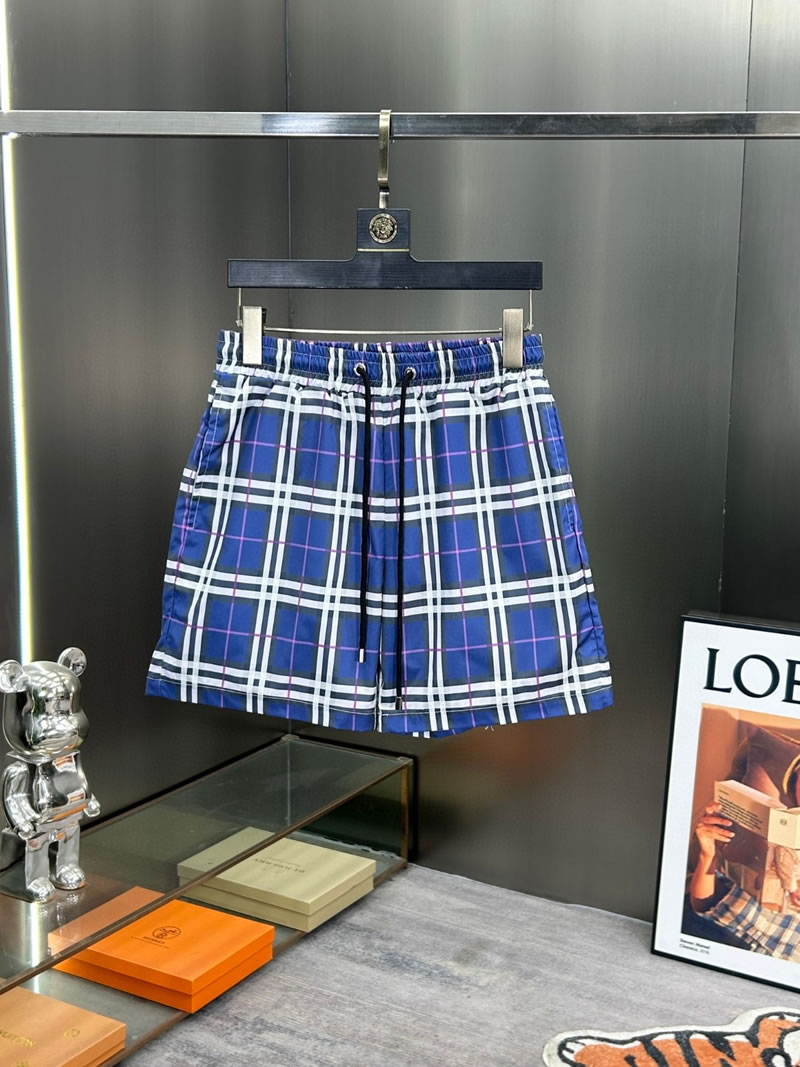 Top Quality Check Replica Burberry Men Beach Shorts