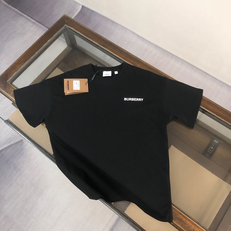 Unisex Loose Fit Fake Burberry Black T-shirt