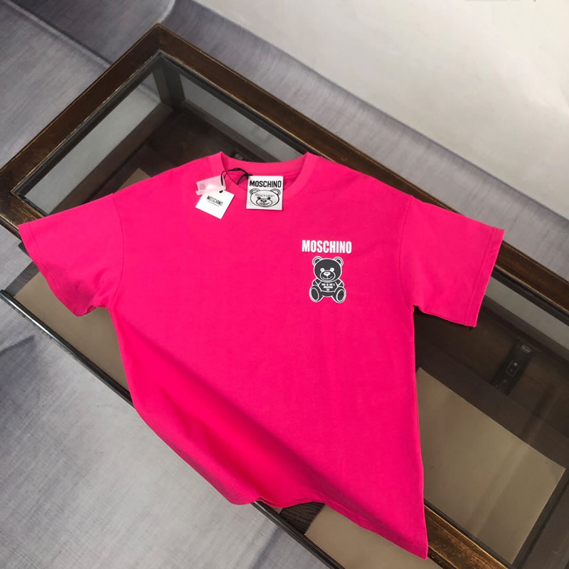 Unisex Oversize Fake Moschino Rose Red T-shirts